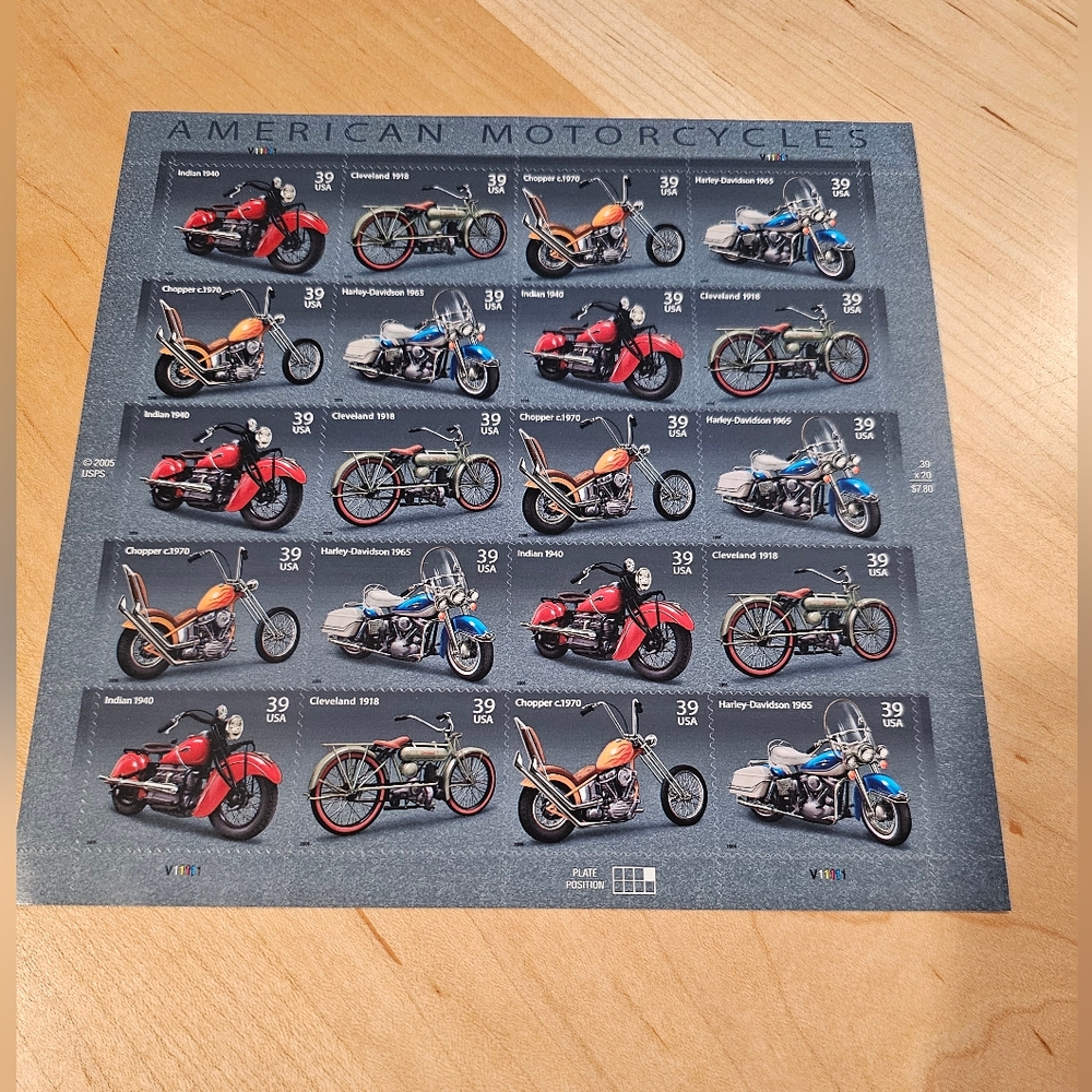 Usps American motorcycle stamp sheet